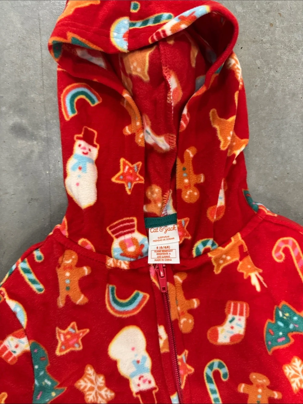 Cat & Jack Red Holiday One-Piece Hooded Footie Pajamas